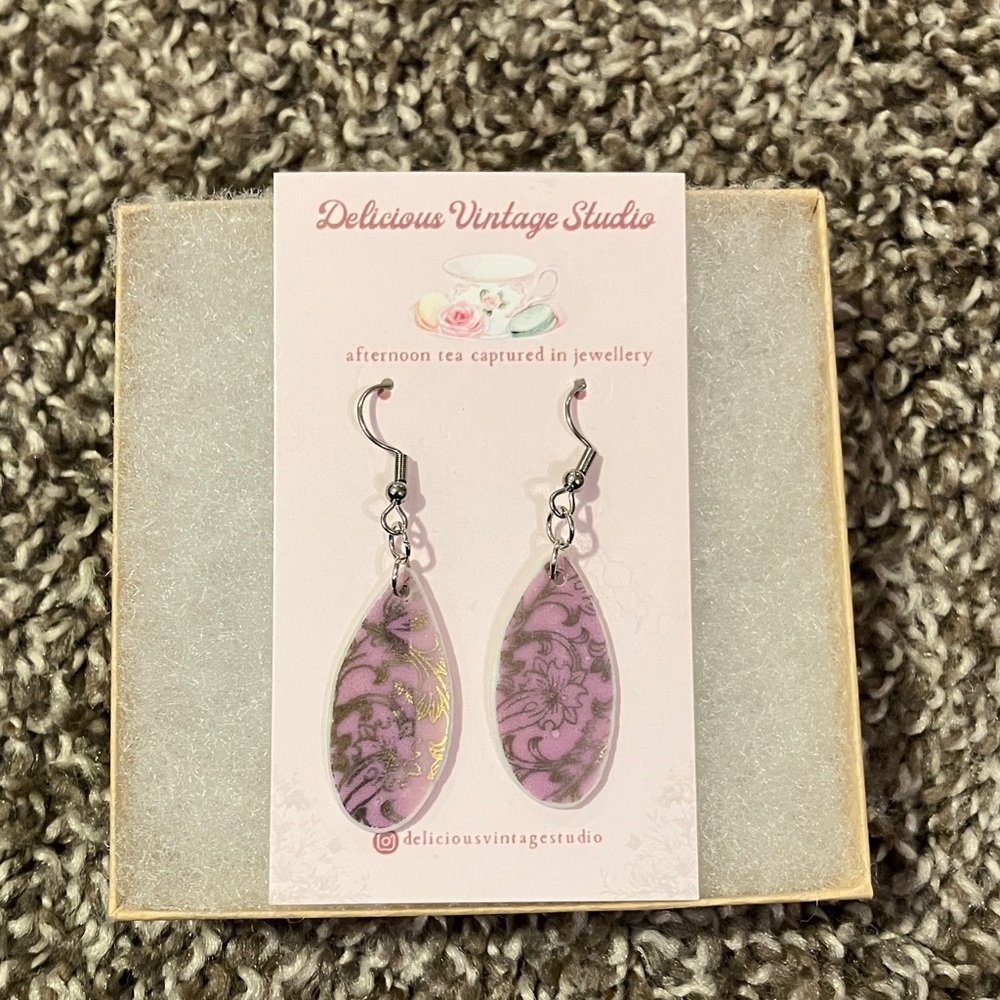 One of a Kind Floral Earrings Made From Vintage China